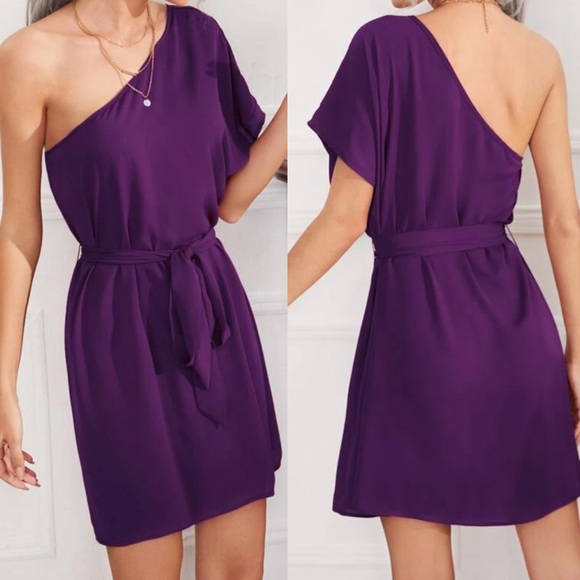 Boho one shoulder belted dress - Picture 8 of 15